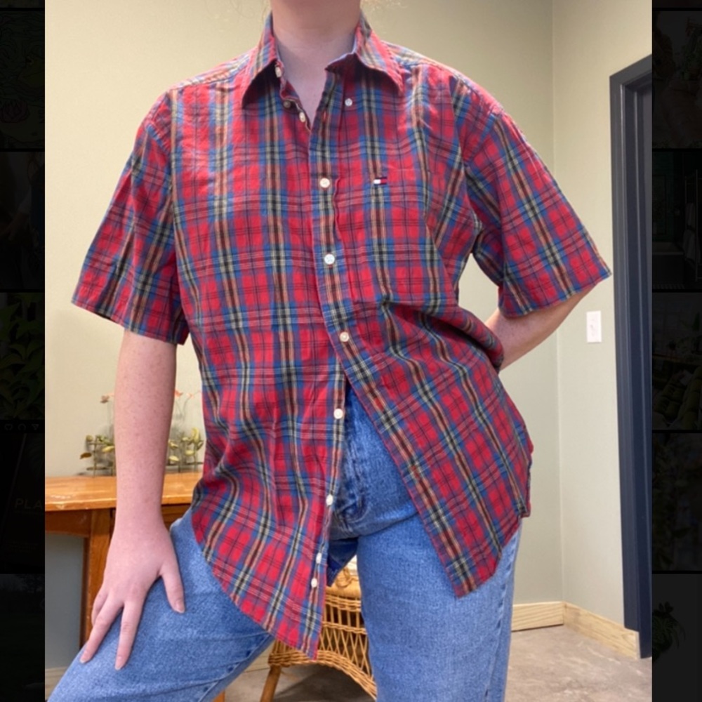 Vintage Tommy Hilfiger plaid short sleeve button up